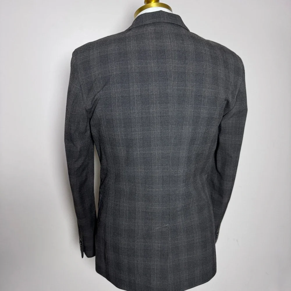 Express Blazer Mens 38R Grey Glen Plaid Extra Slim Fit Two Button Sport Coat